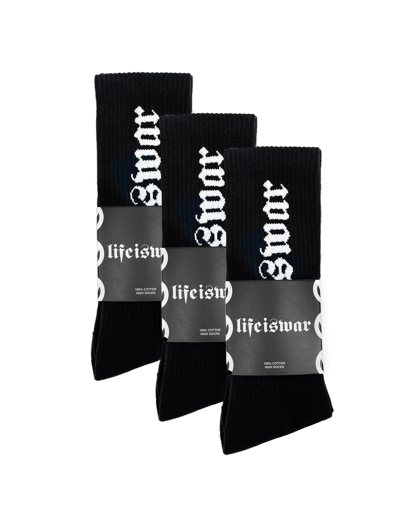 lifeiswar [BLACK] Socks [3 PACK]