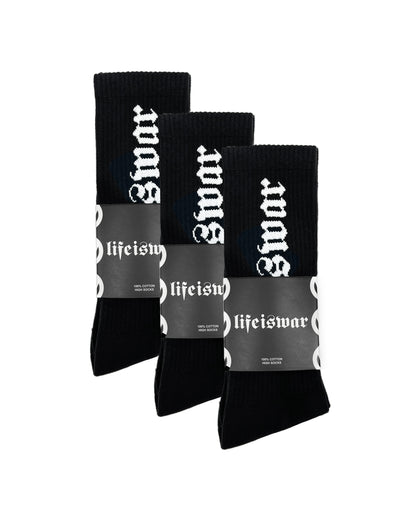 lifeiswar [BLACK] Socks [3 PACK]