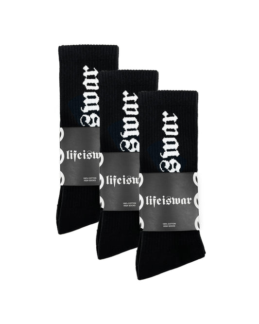 lifeiswar [BLACK] Socks [3 PACK]